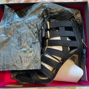 Vince Camuto Black Lace Up Heels w/ Zip backs